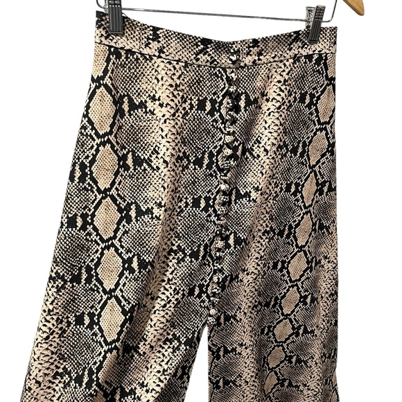 Zara Snake Print Midi Skirt with Buttons and Front Slit Tan Size S - Picture 3 of 7
